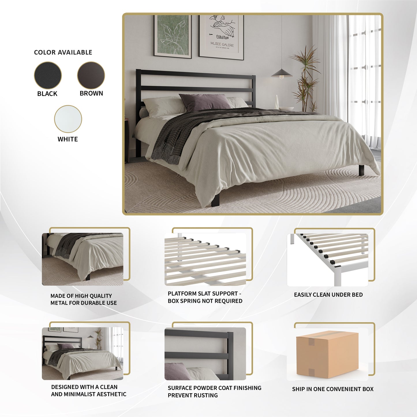 Deareon Classic Metal Platform Bed