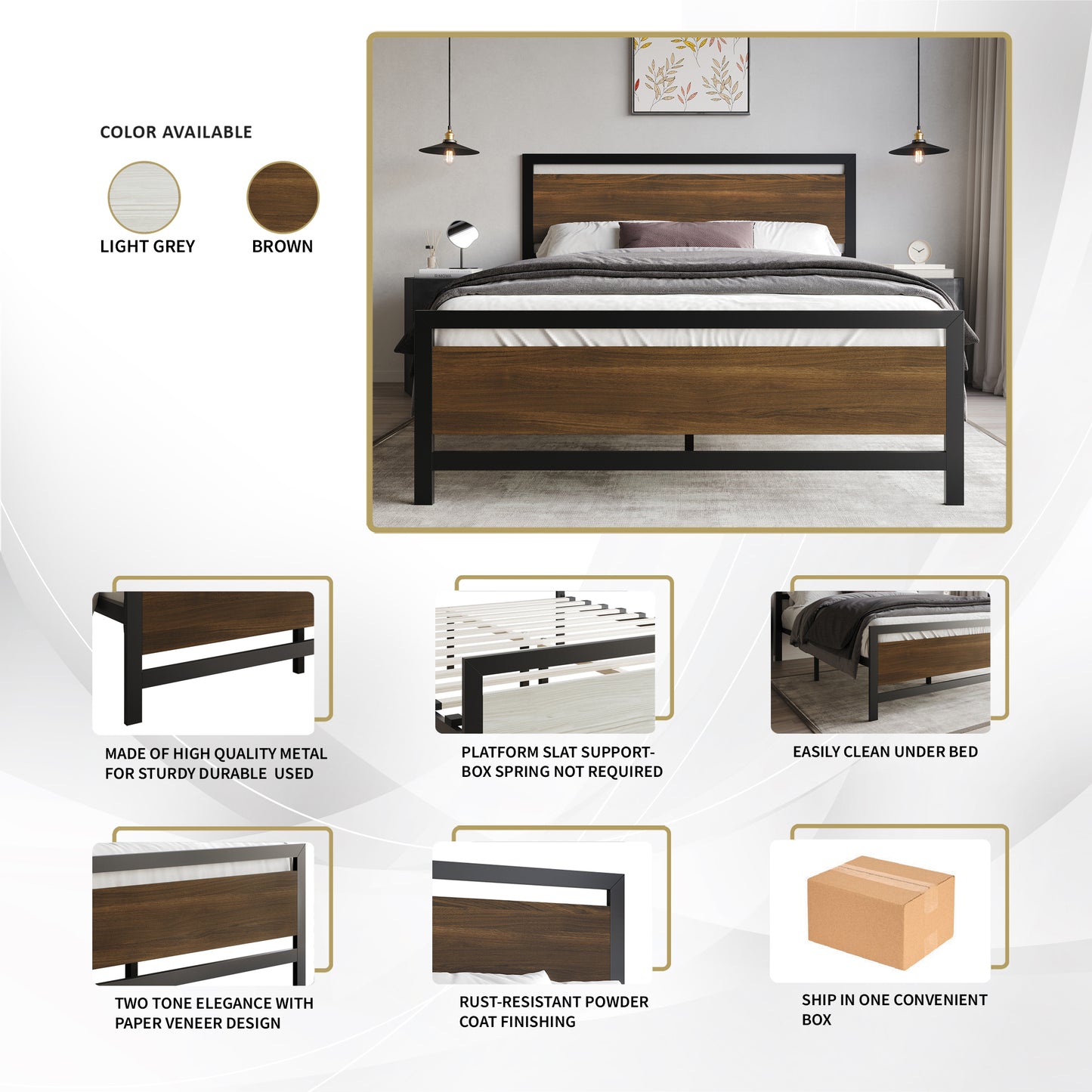 Vicent Metal Platform Bed