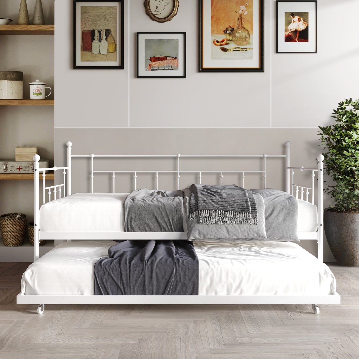 Keilyn Victorian Metal Twin Daybed with Trundle