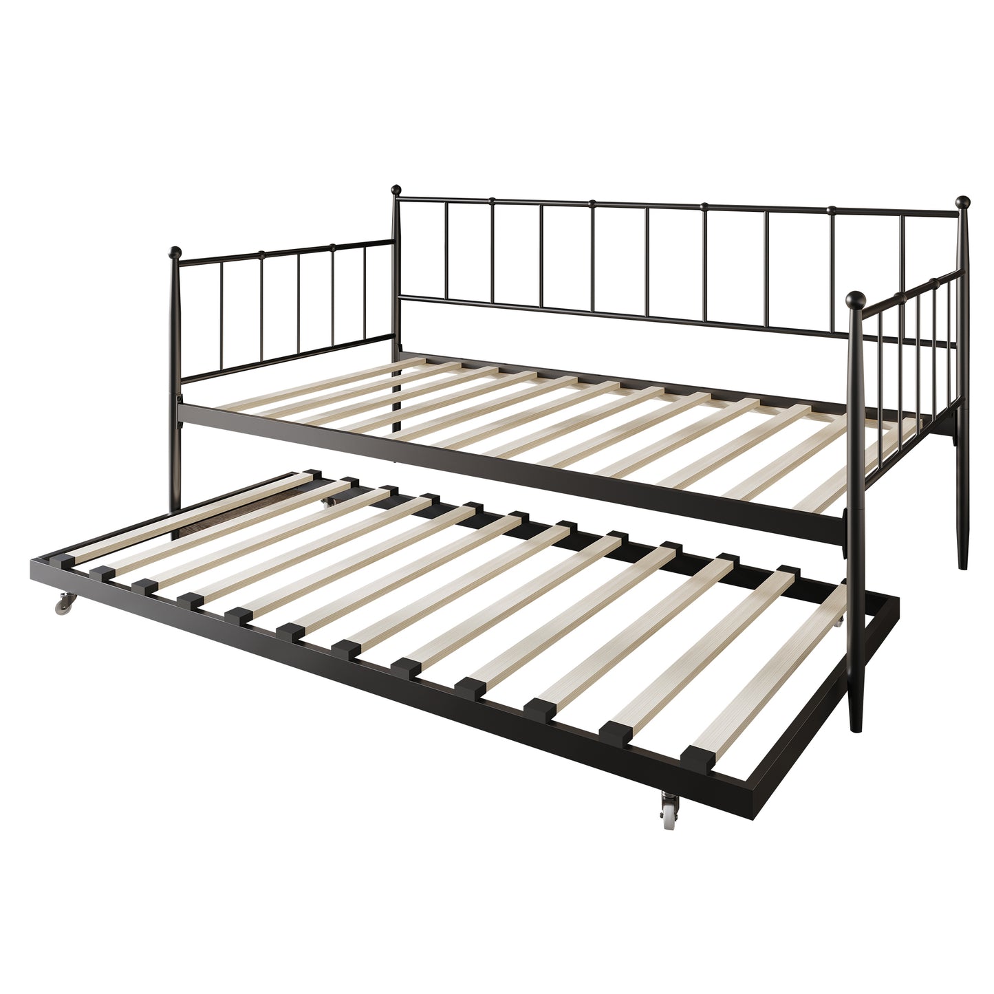 Mjudi Twin Size Metal Daybed with Trundle