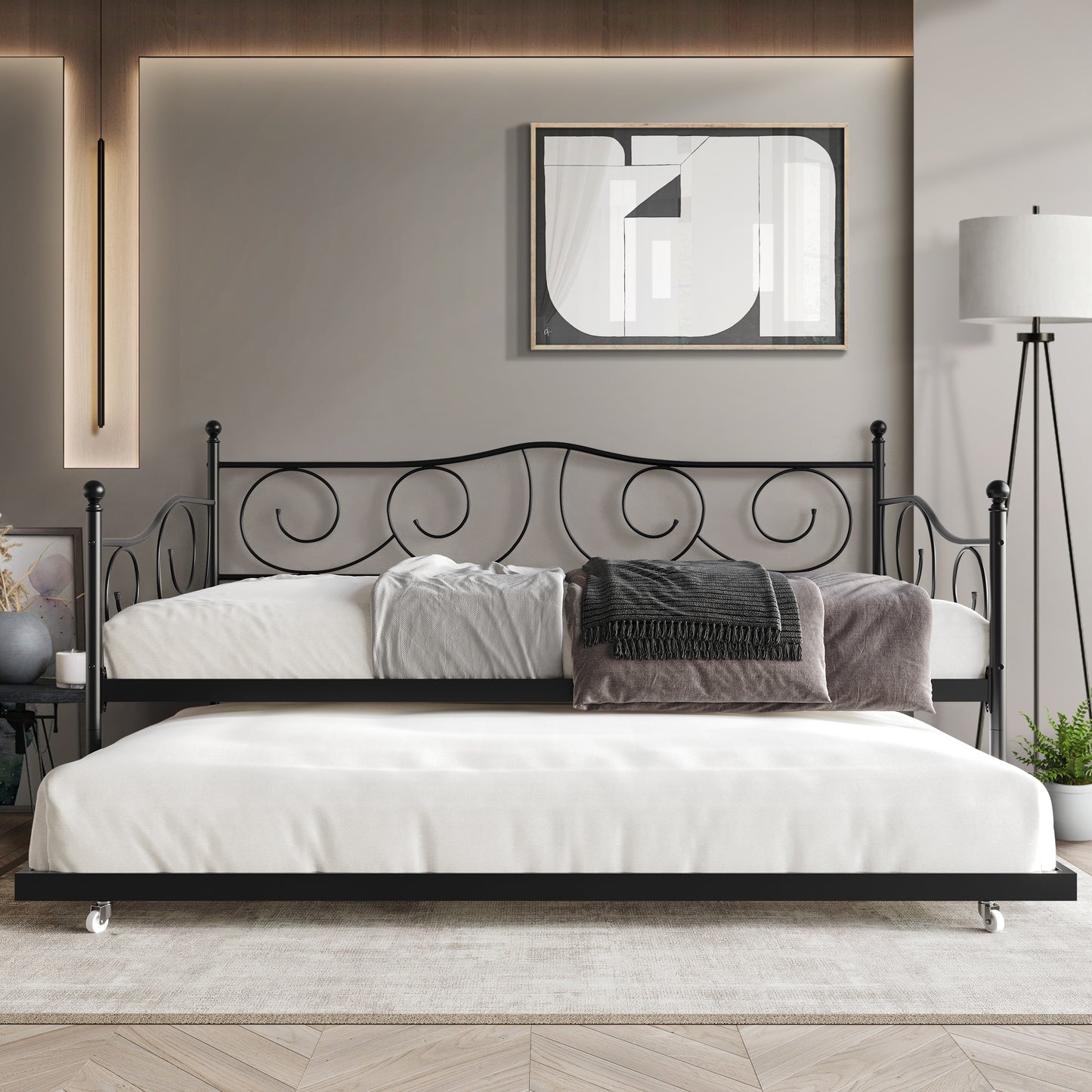 Odlo Twin Size Metal Daybed with Trundle