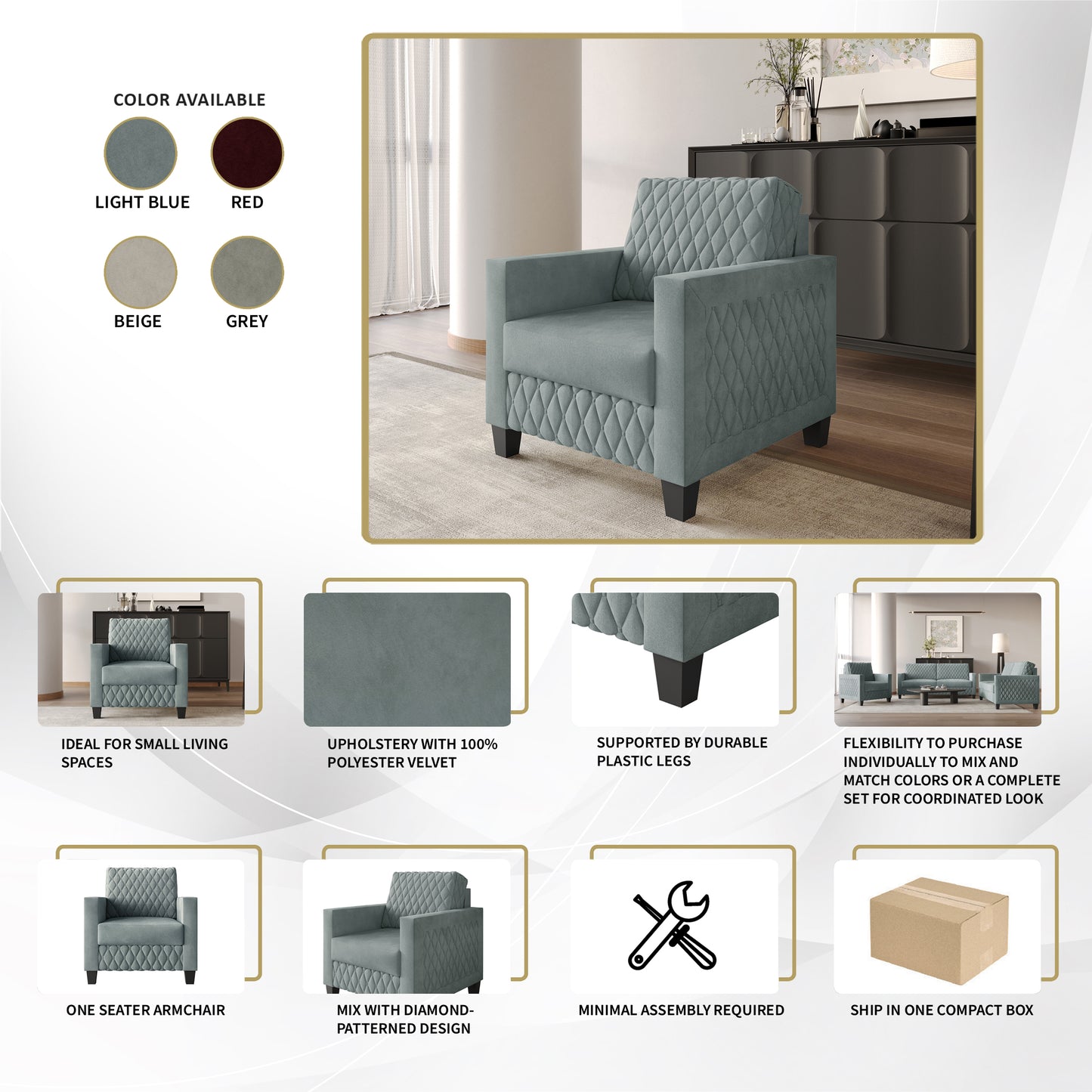 Ludford Velvet Upholstered Arm Chair