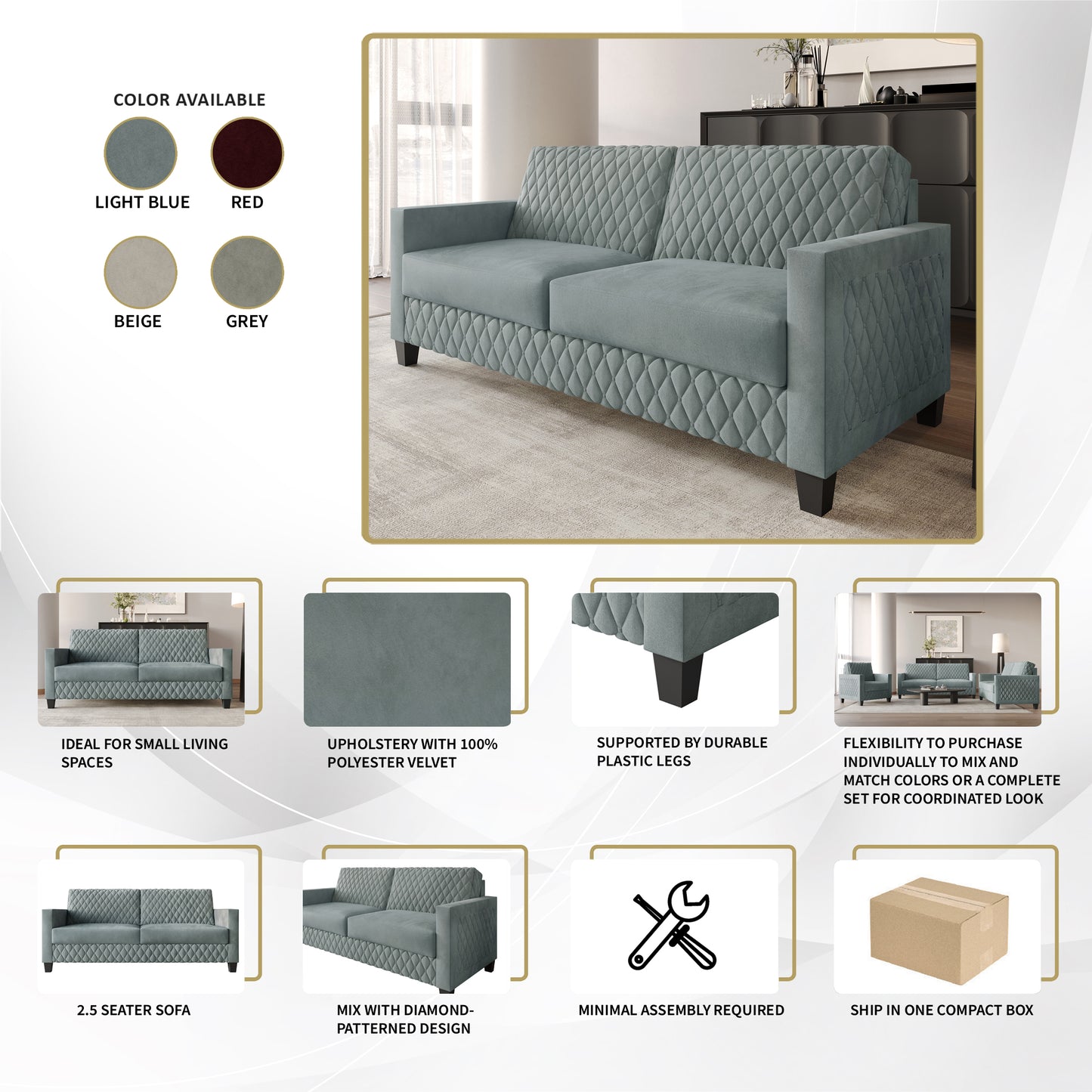 Ludford Velvet Upholstered Sofa