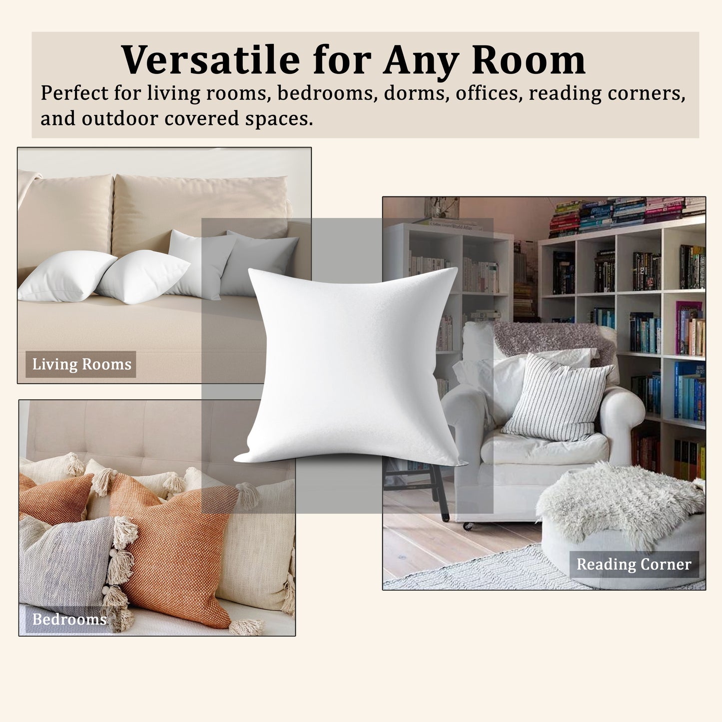 Lunara Plush Throw Pillow Inserts with Soft Supportive Fill