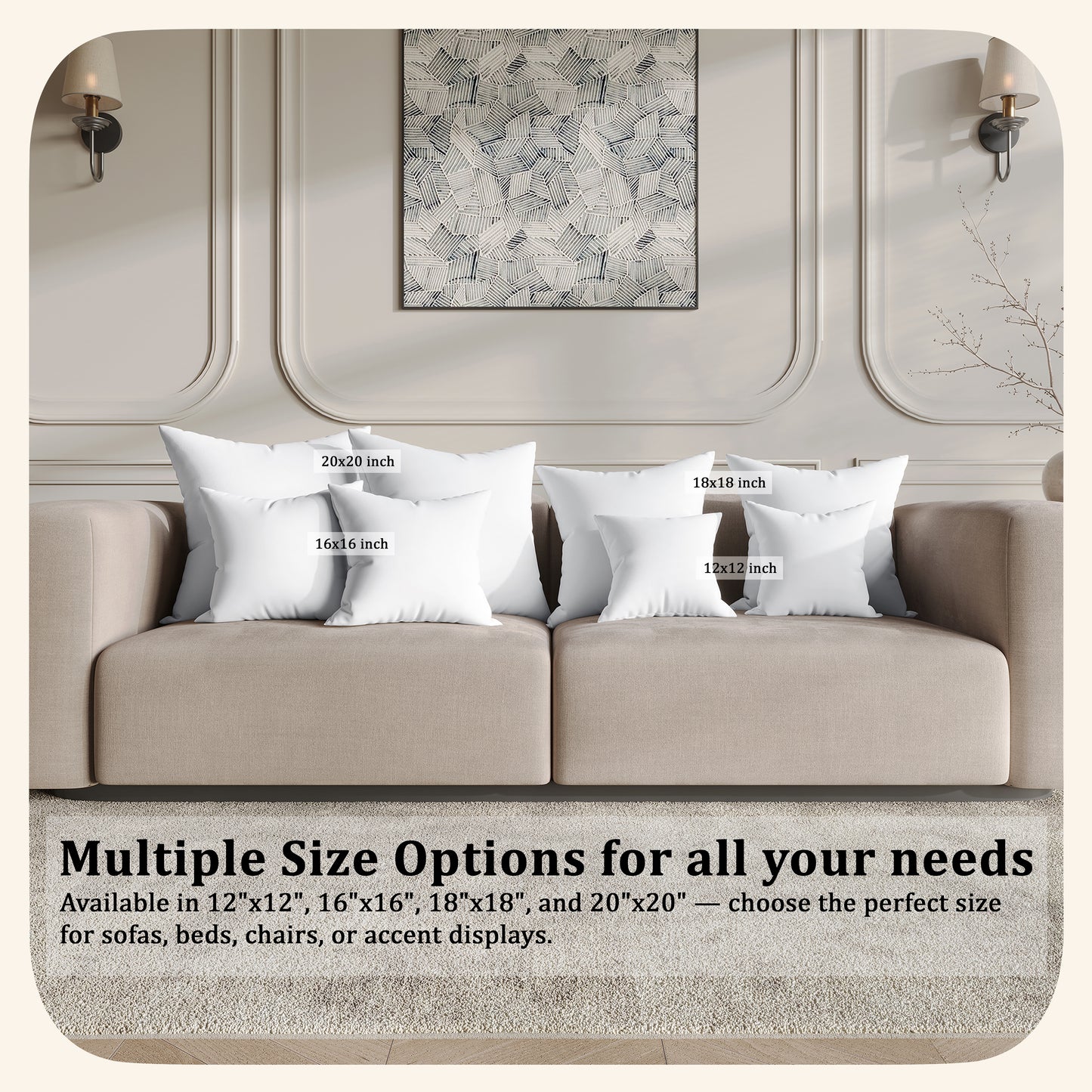 Lunara Plush Throw Pillow Inserts with Soft Supportive Fill