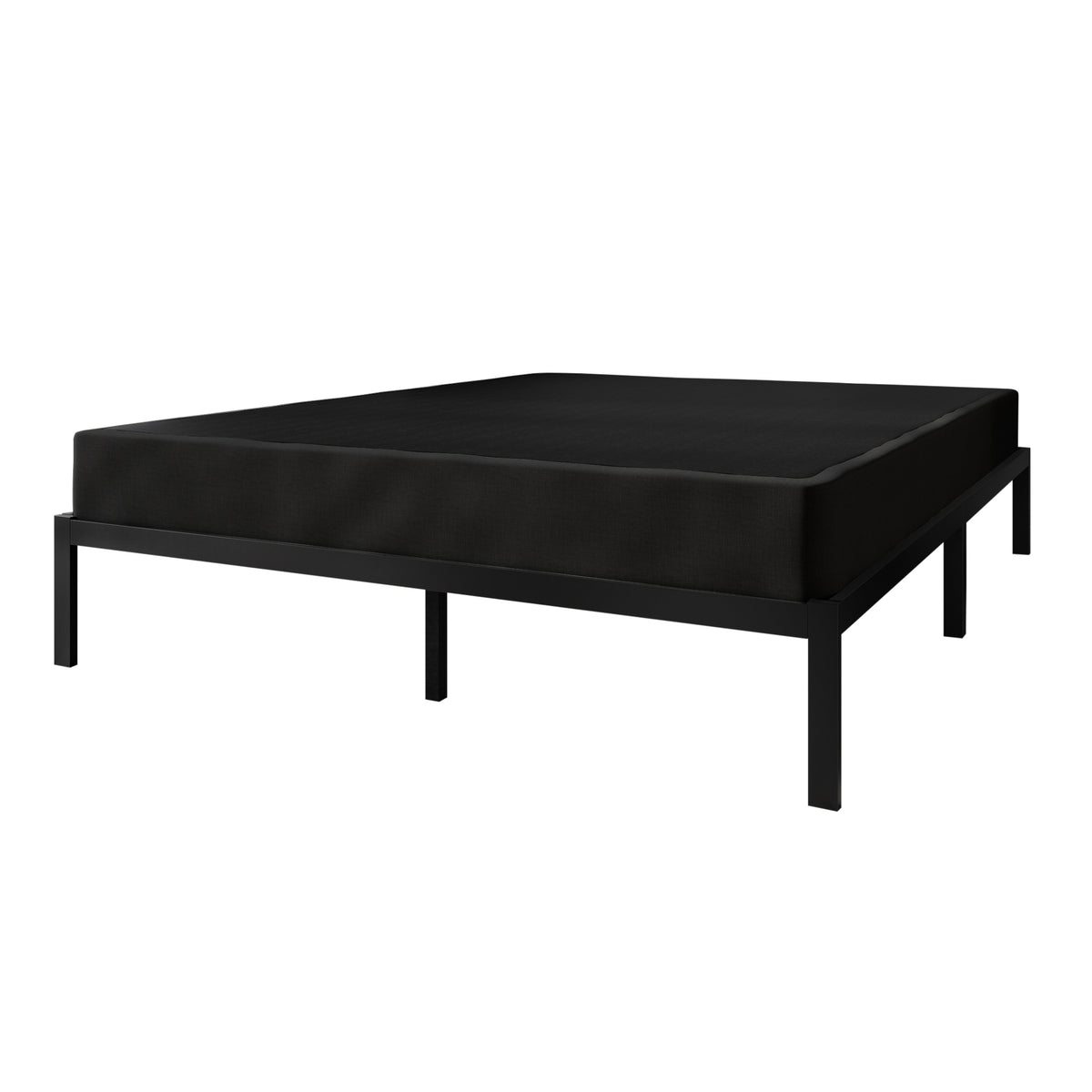 Headington Solid Wood 5-Inch Box Spring Foundation with Wood Slats with Black Linen Cover