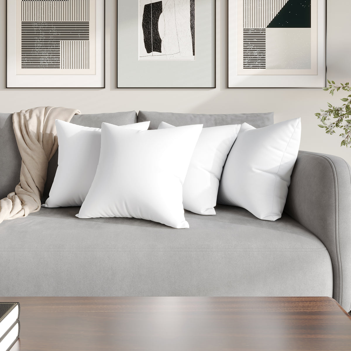 Lunara Plush Throw Pillow Inserts with Soft Supportive Fill