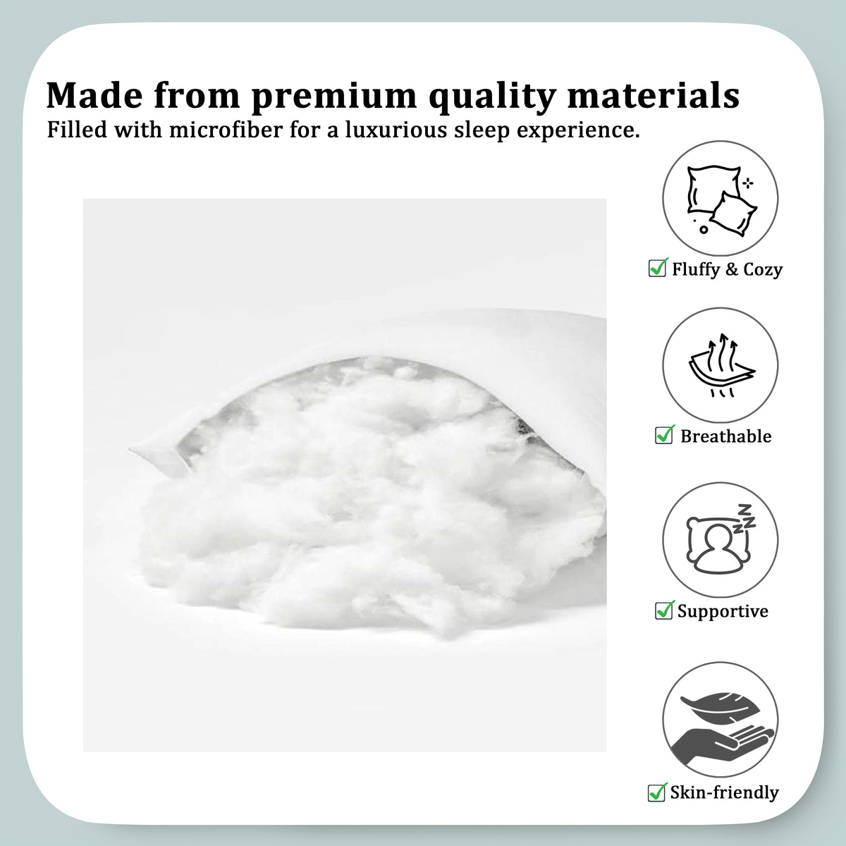 Everrest Plush Bed Pillows with Supportive Fill for Comfortable Sleep