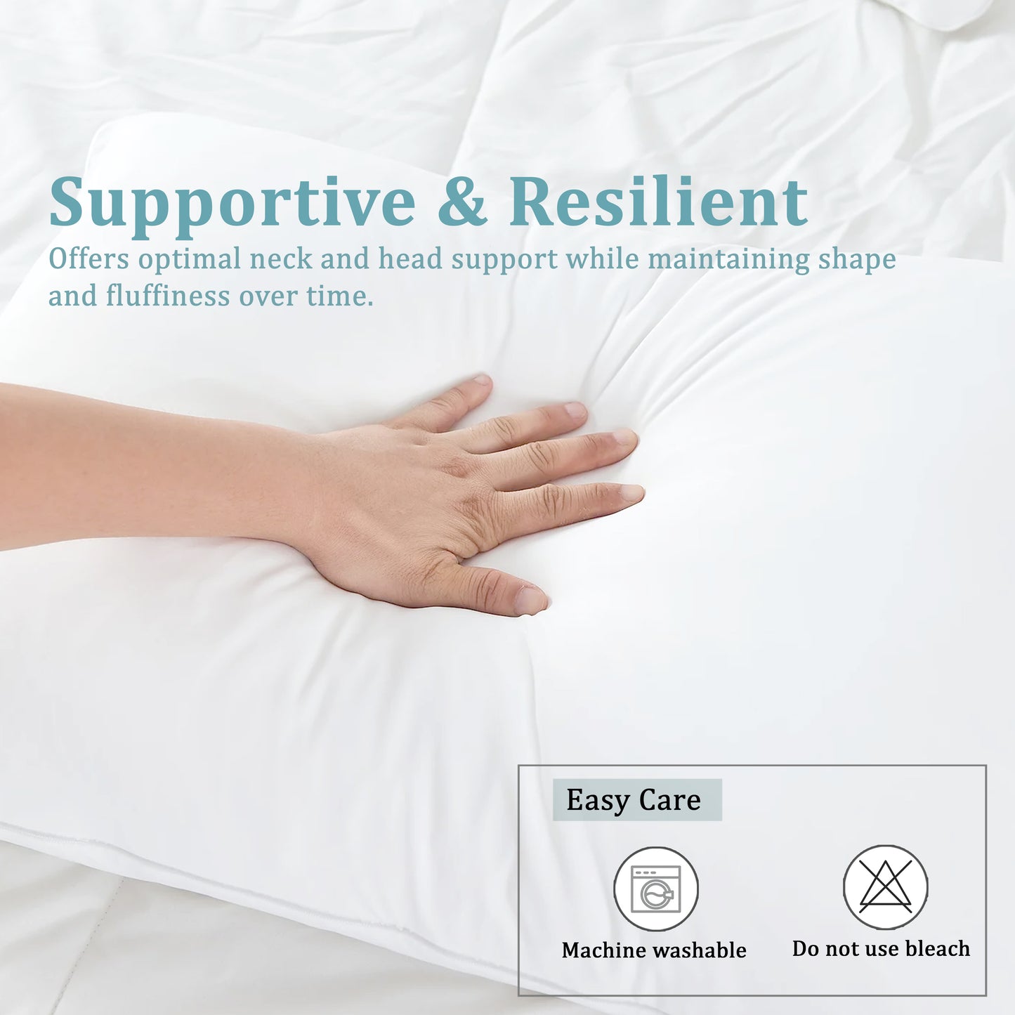 Everrest Plush Bed Pillows with Supportive Fill for Comfortable Sleep
