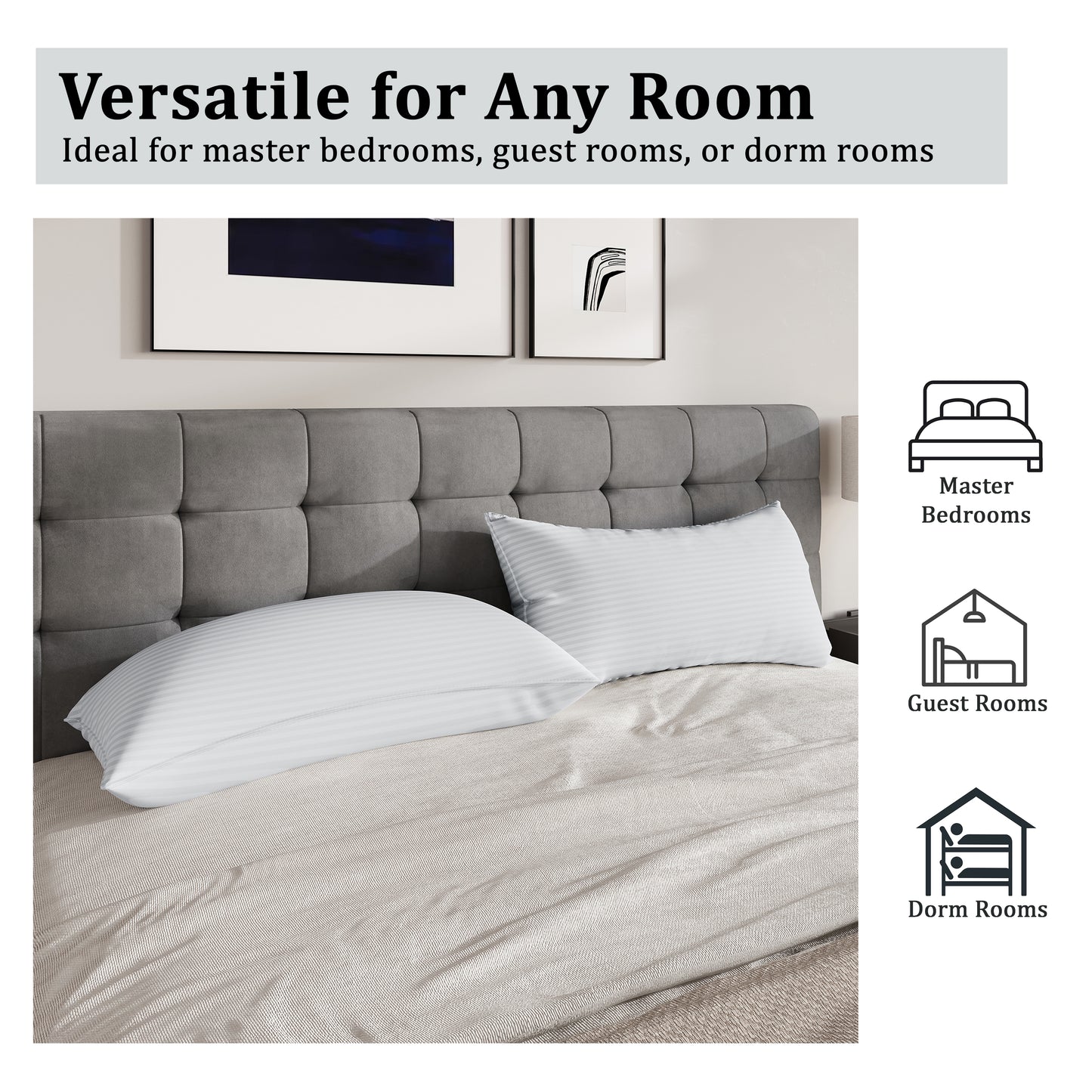 Everrest Plush Bed Pillows with Supportive Fill for Comfortable Sleep