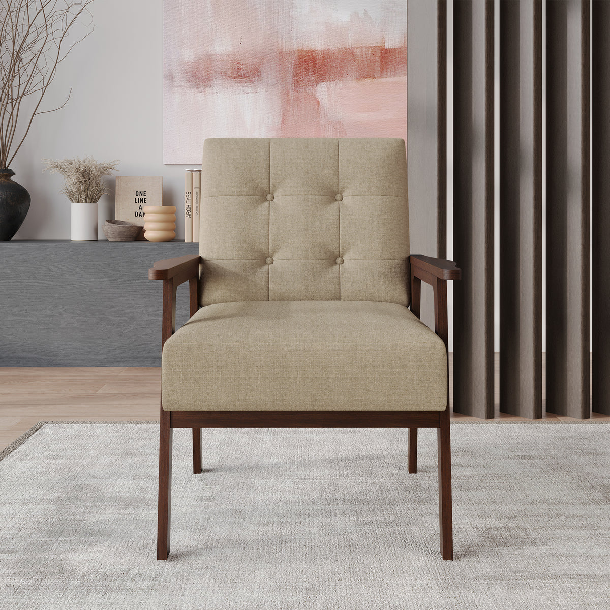 Briarwood Upholstered Accent Chair with Padded Seat and Wooden Frame