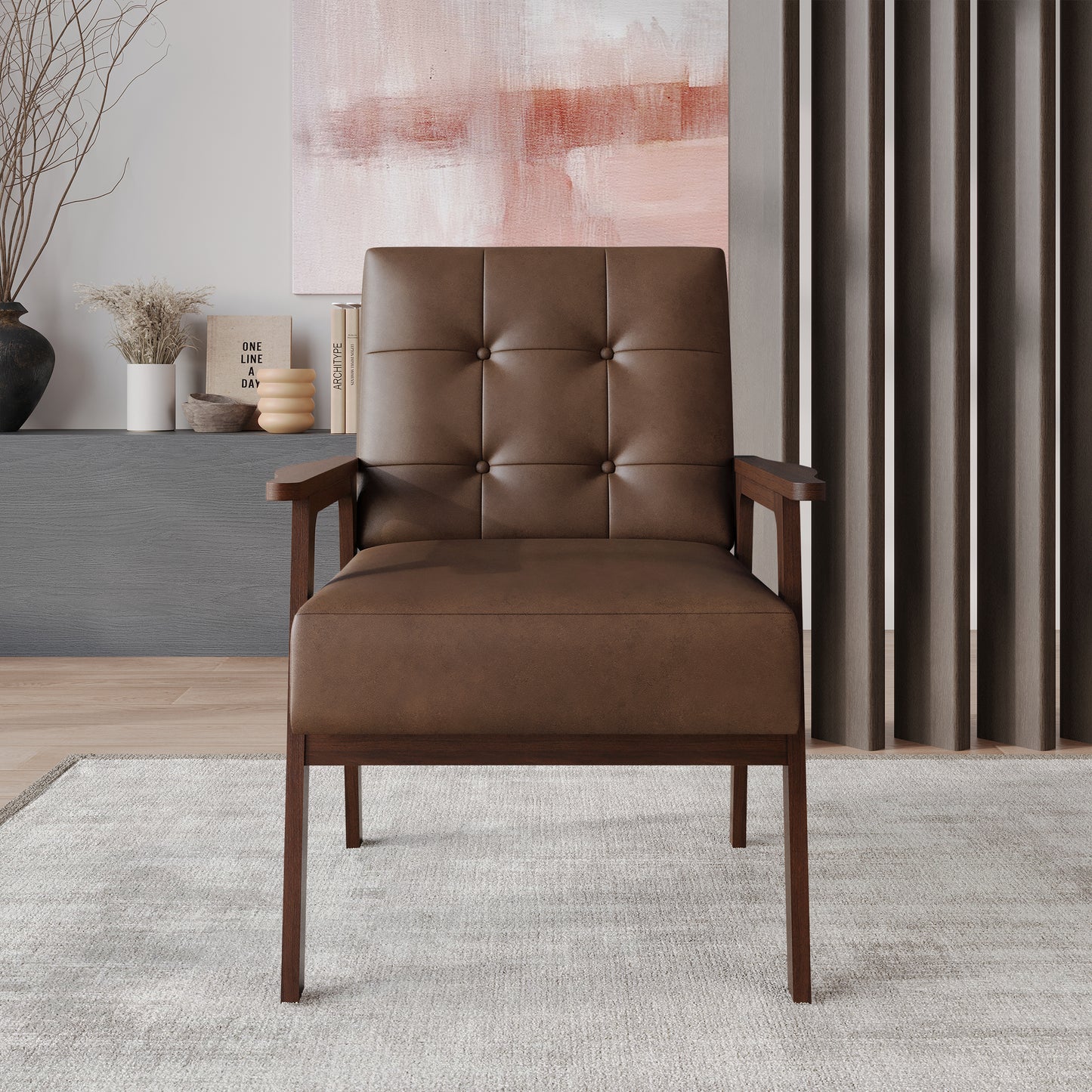 Briarwood Upholstered Accent Chair with Padded Seat and Wooden Frame
