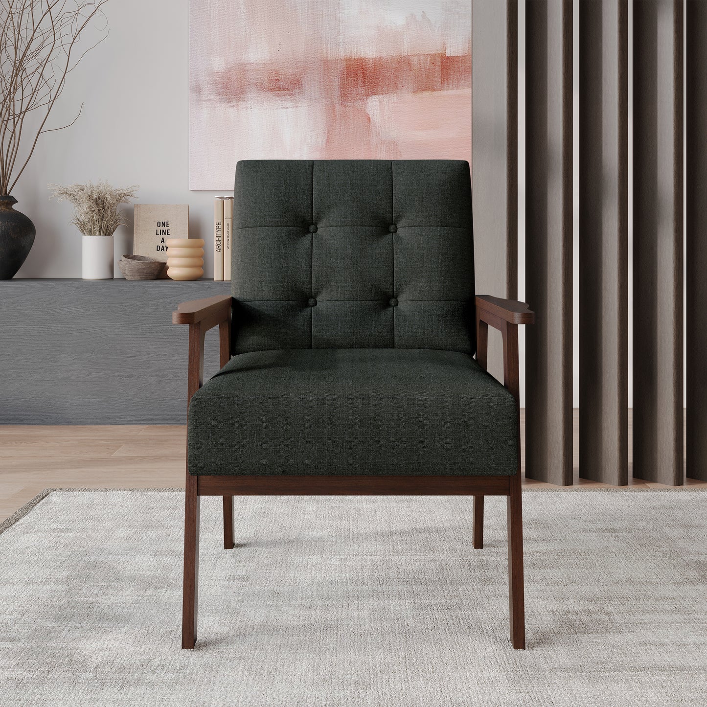 Briarwood Upholstered Accent Chair with Padded Seat and Wooden Frame