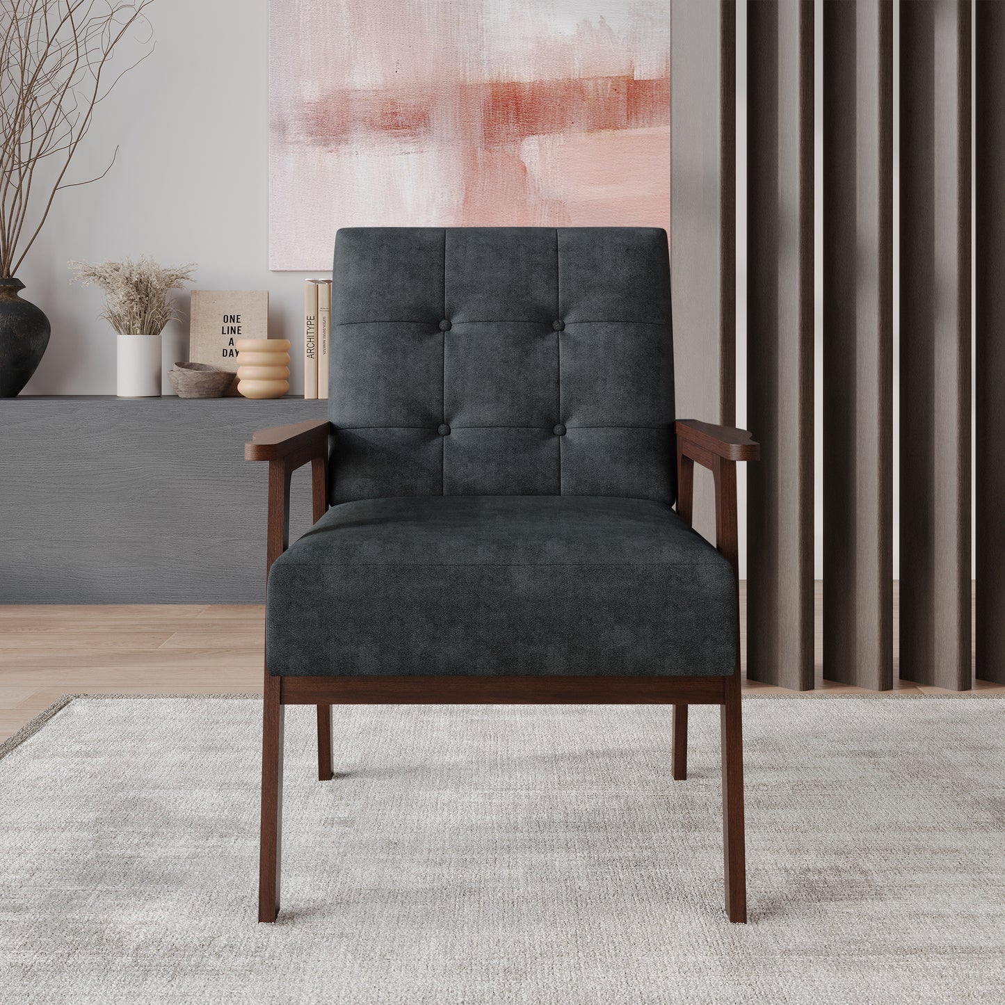 Briarwood Upholstered Accent Chair with Padded Seat and Wooden Frame