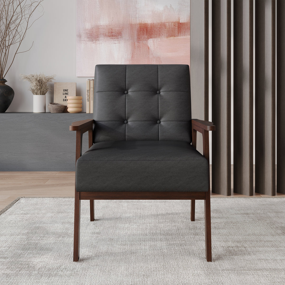 Briarwood Upholstered Accent Chair with Padded Seat and Wooden Frame