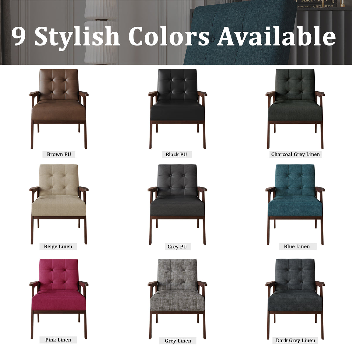 Briarwood Upholstered Accent Chair with Padded Seat and Wooden Frame