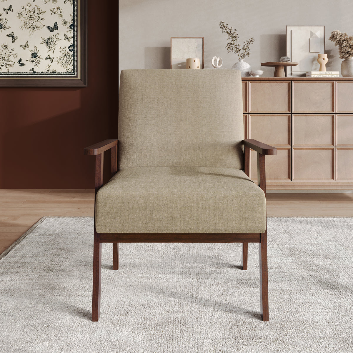 Westmont Upholstered Accent Chair with Padded Back and Wooden Frame