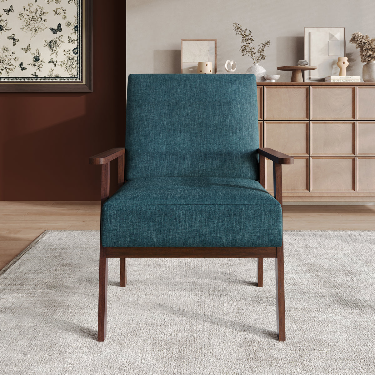 Westmont Upholstered Accent Chair with Padded Back and Wooden Frame