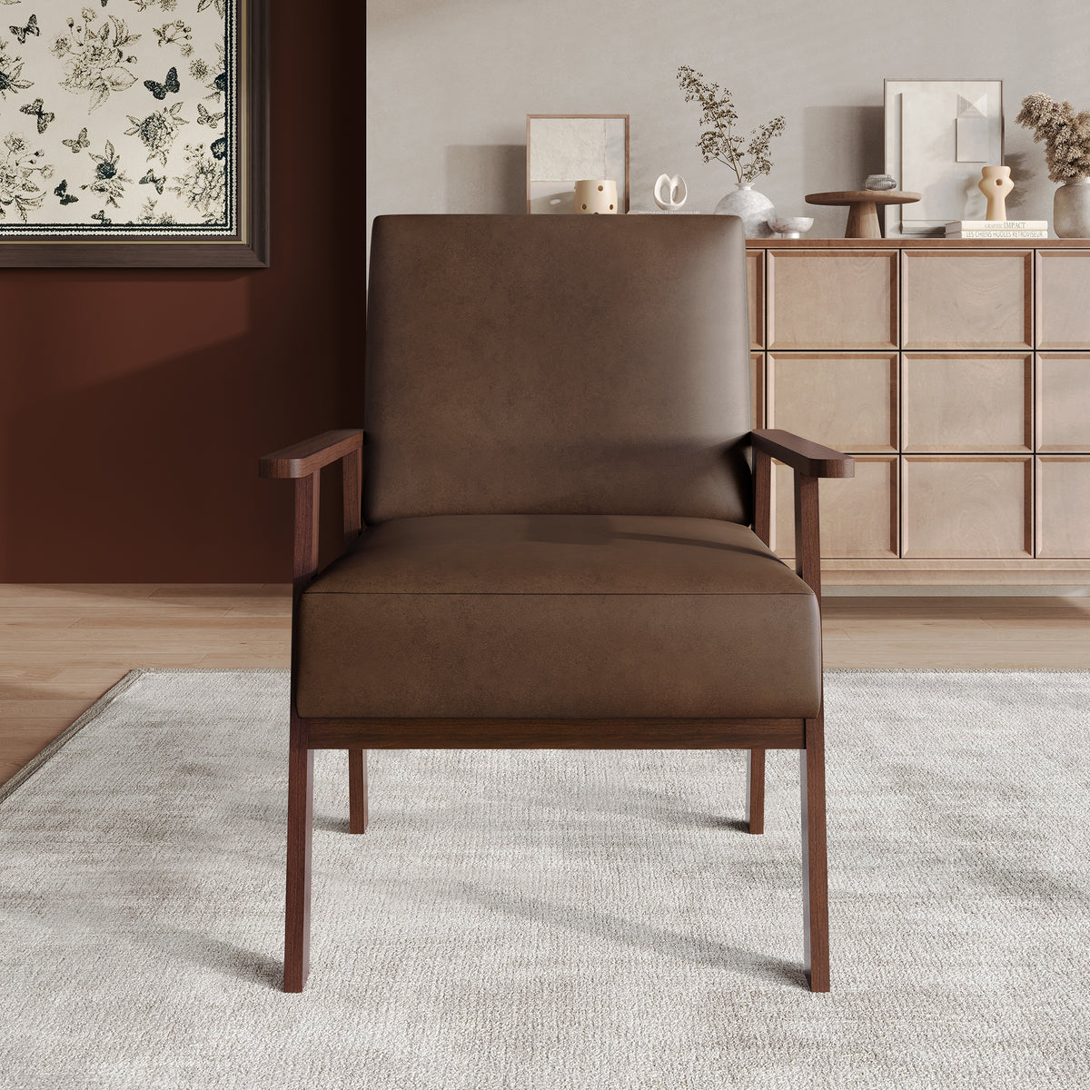 Westmont Upholstered Accent Chair with Padded Back and Wooden Frame