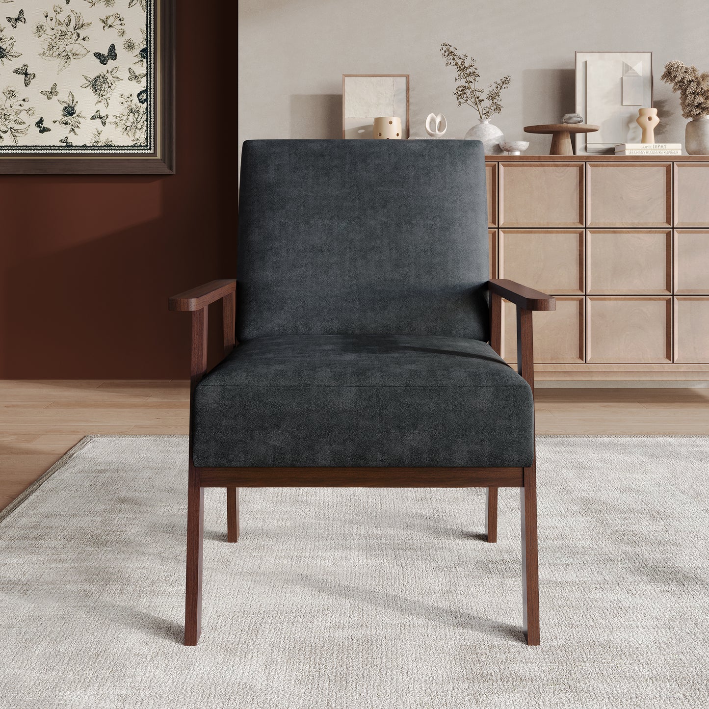 Westmont Upholstered Accent Chair with Padded Back and Wooden Frame