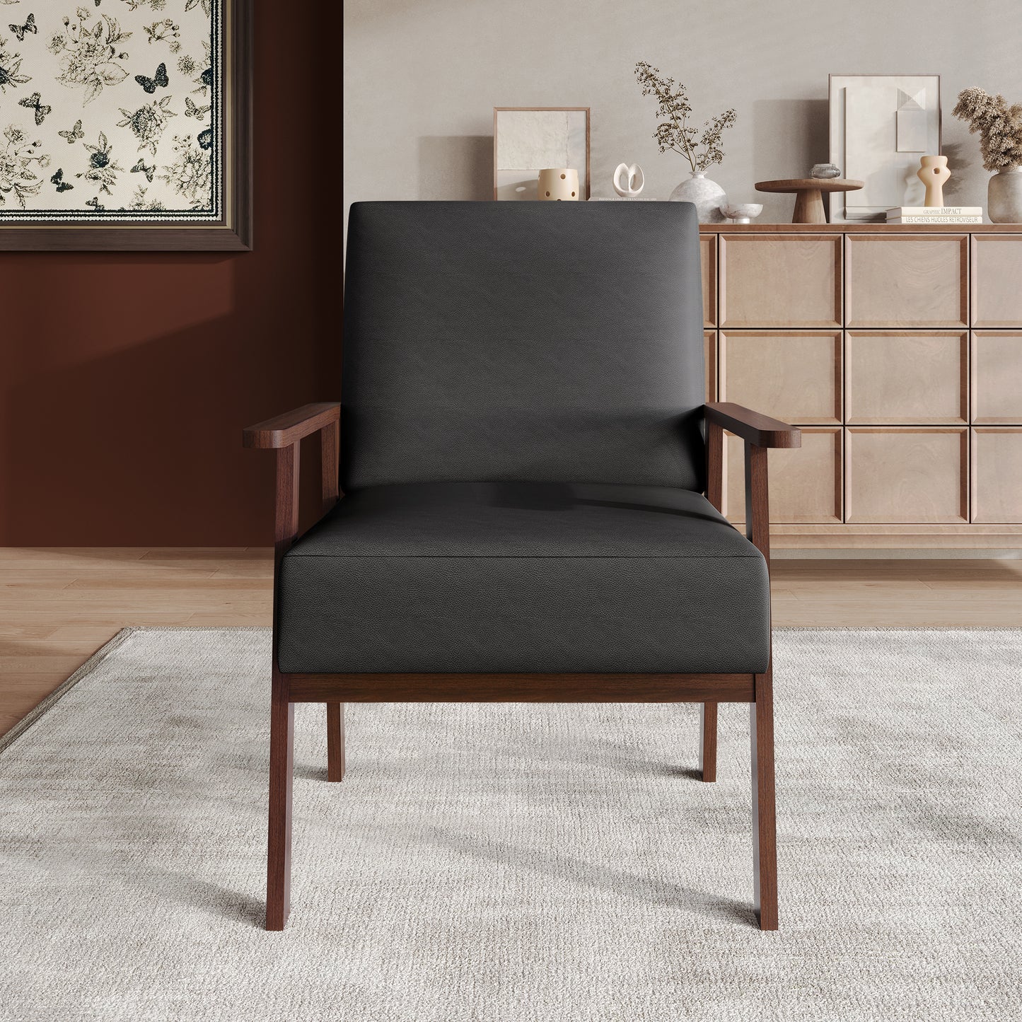 Westmont Upholstered Accent Chair with Padded Back and Wooden Frame