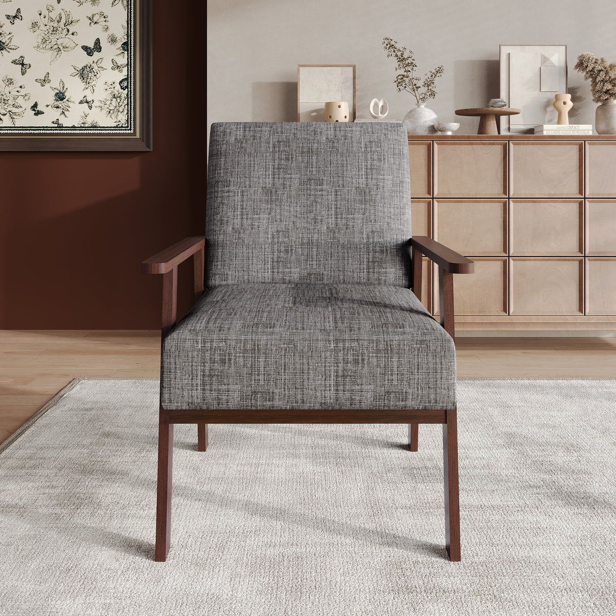 Westmont Upholstered Accent Chair with Padded Back and Wooden Frame