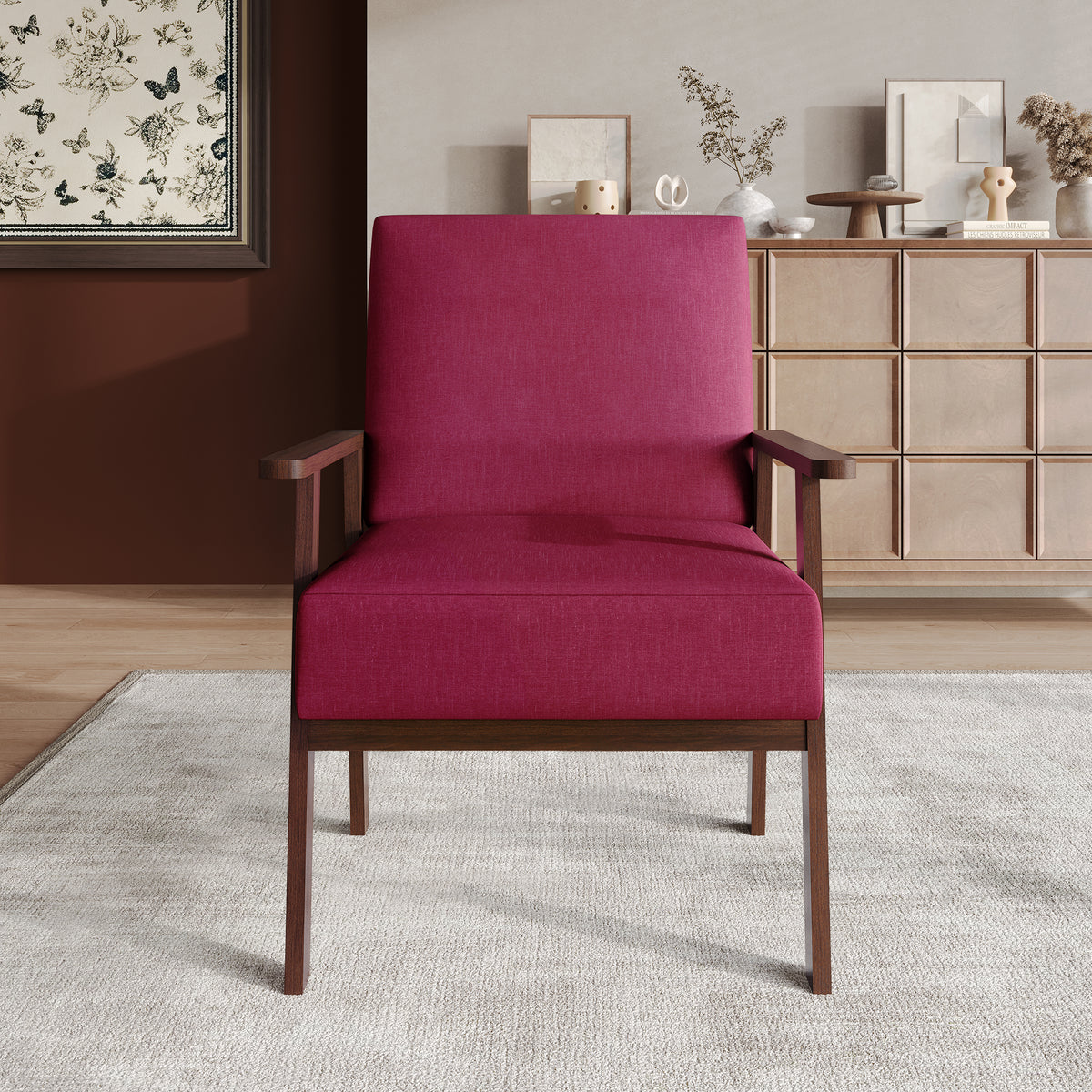 Westmont Upholstered Accent Chair with Padded Back and Wooden Frame