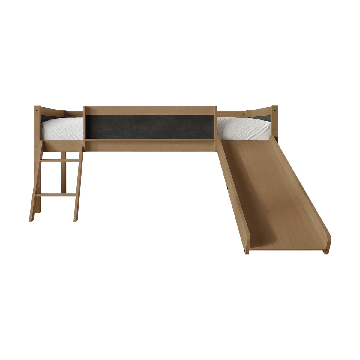 Airielle Twin Low Loft Bed with Chalkboard, Slide and Ladder