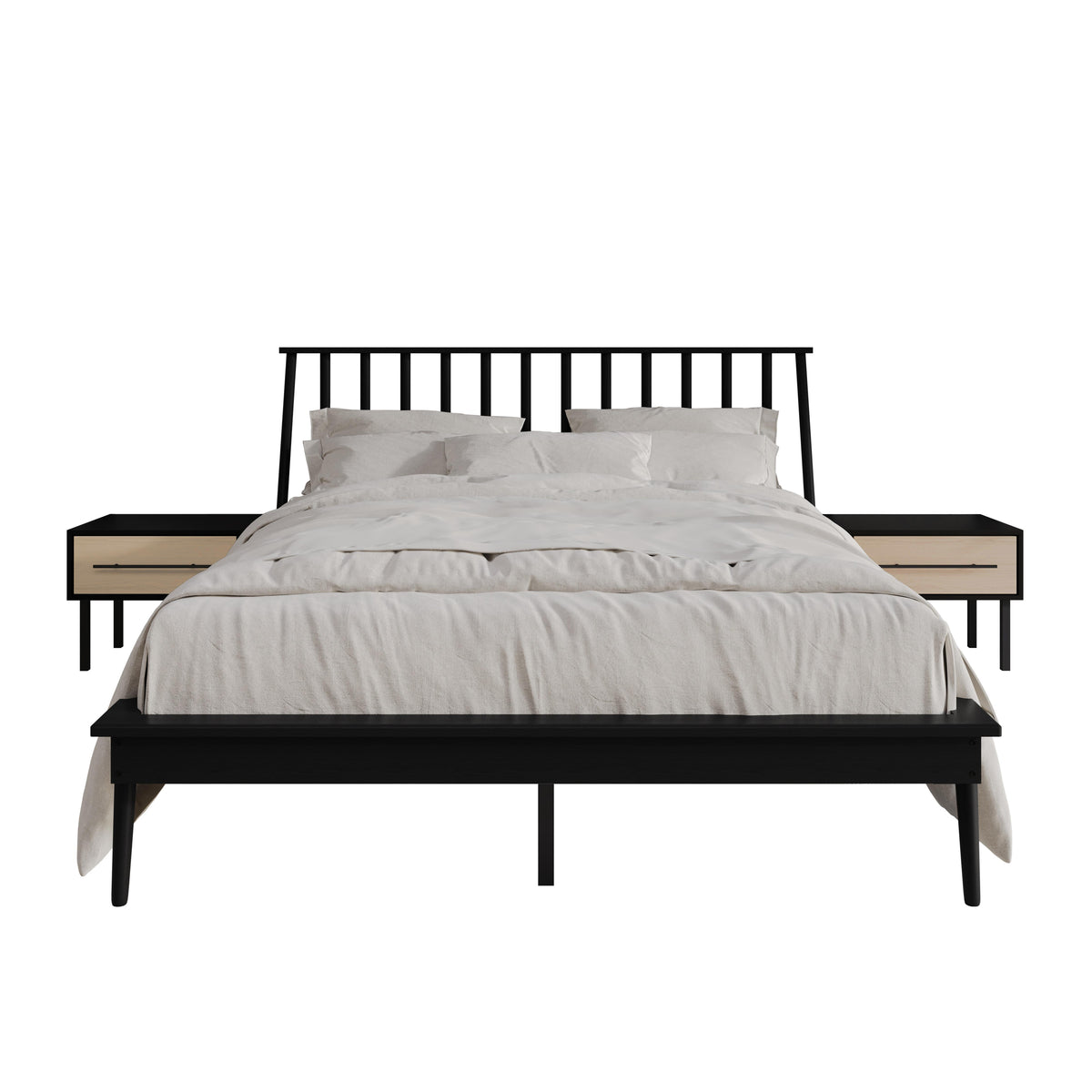 Kierin Vintage Wooden Platform Bed