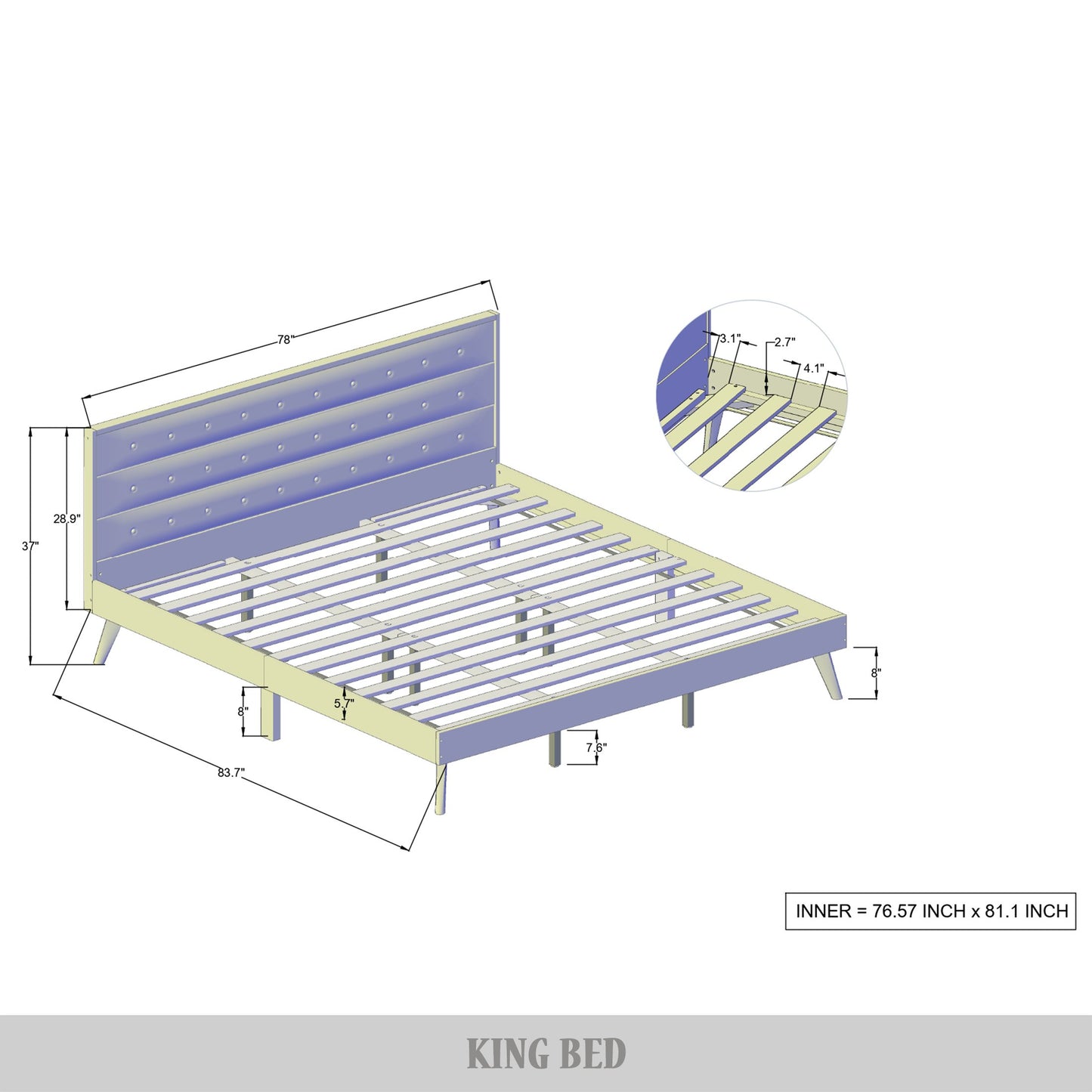 Tashanique Mid-Century Wooden Platform Bed