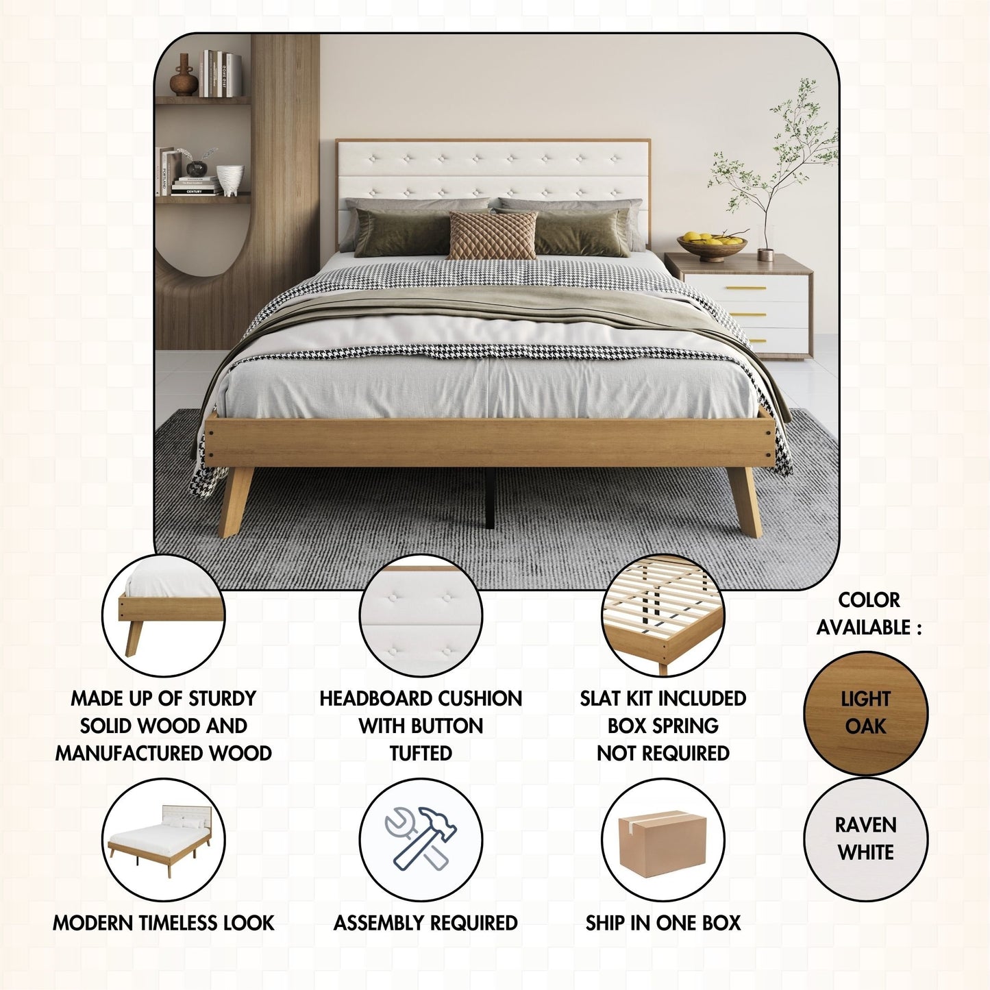 Tashanique Mid-Century Wooden Platform Bed