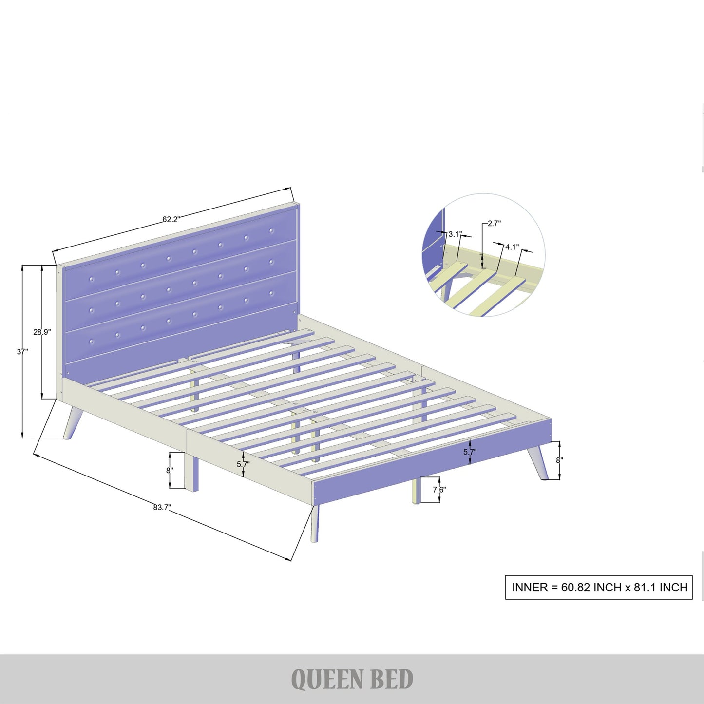 Tashanique Mid-Century Wooden Platform Bed
