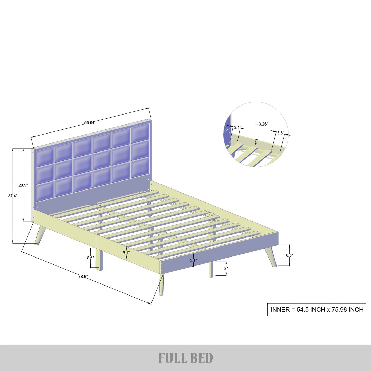 Tashanique Vintage Wooden Platform Bed