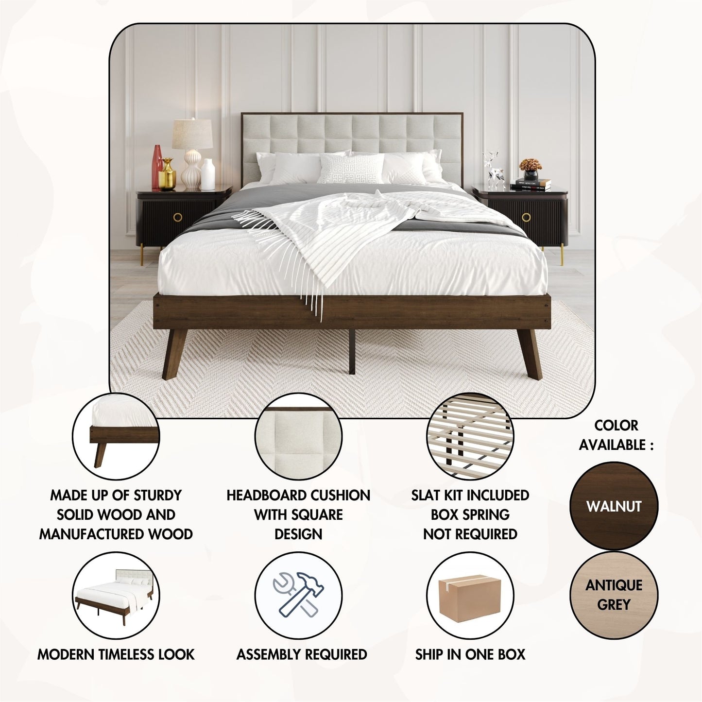 Tashanique Vintage Wooden Platform Bed