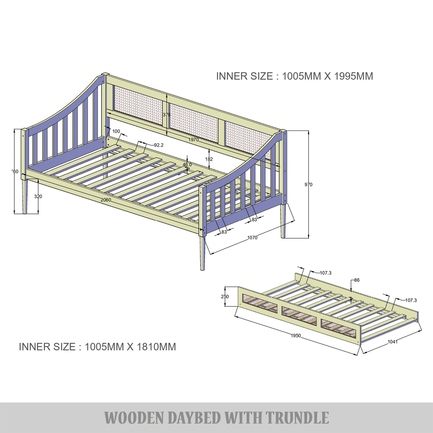 Braxson Modern Twin Daybed with Trundle
