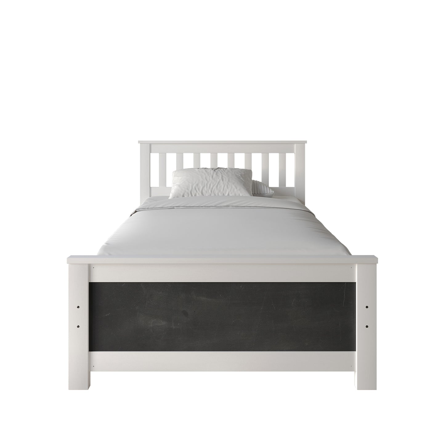 Wooden Platform Bed Frame with Slatted Headboard