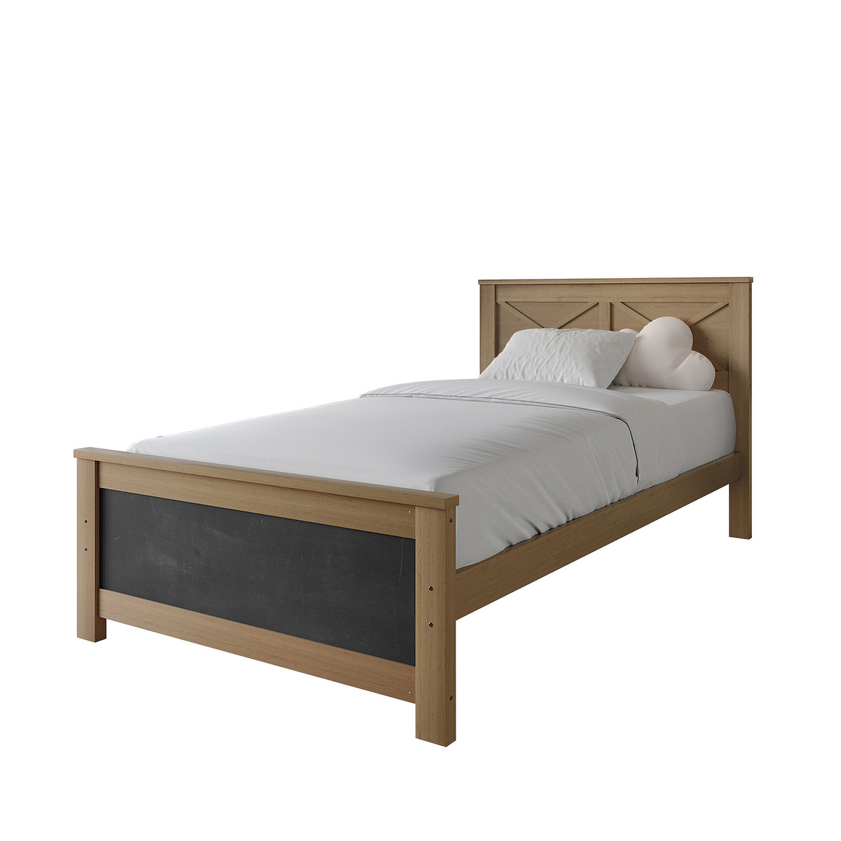 Wooden Platform Bed Frame with Chalkboard Footboard
