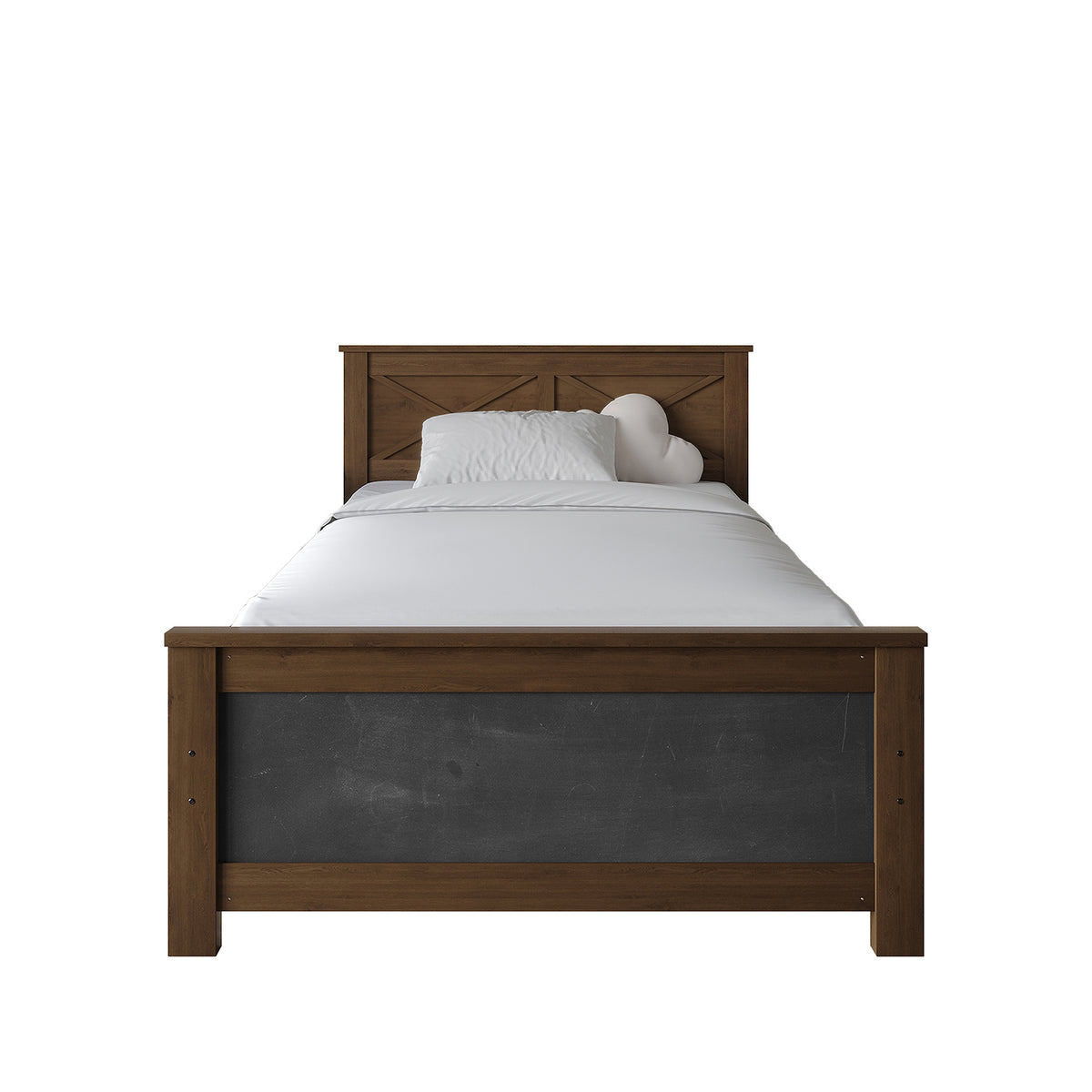 Wooden Platform Bed Frame with Chalkboard Footboard