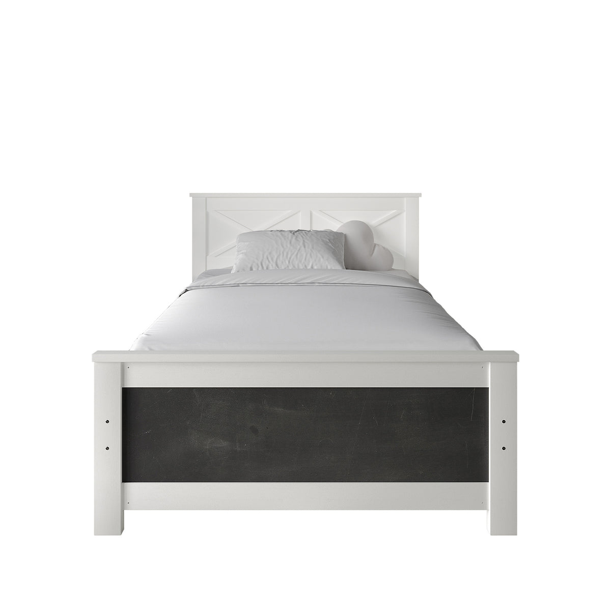 Wooden Platform Bed Frame with Chalkboard Footboard