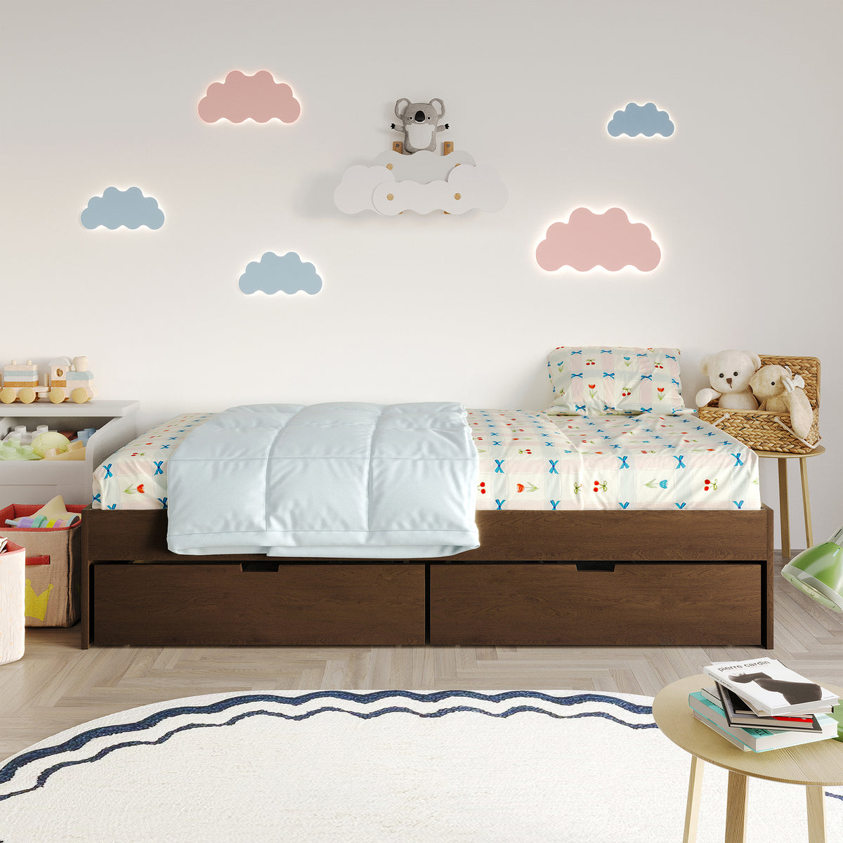 Wooden Mates Bed with Storage Drawers