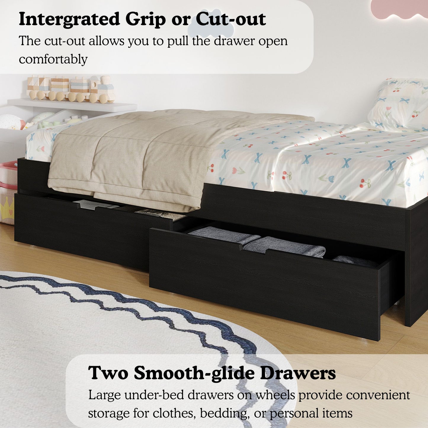 Wooden Mates Bed with Storage Drawers