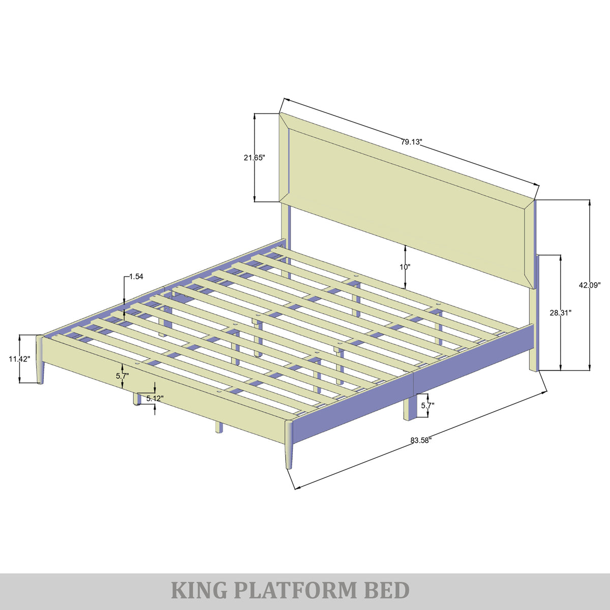 Wood Platform Bed with Cane Headboard