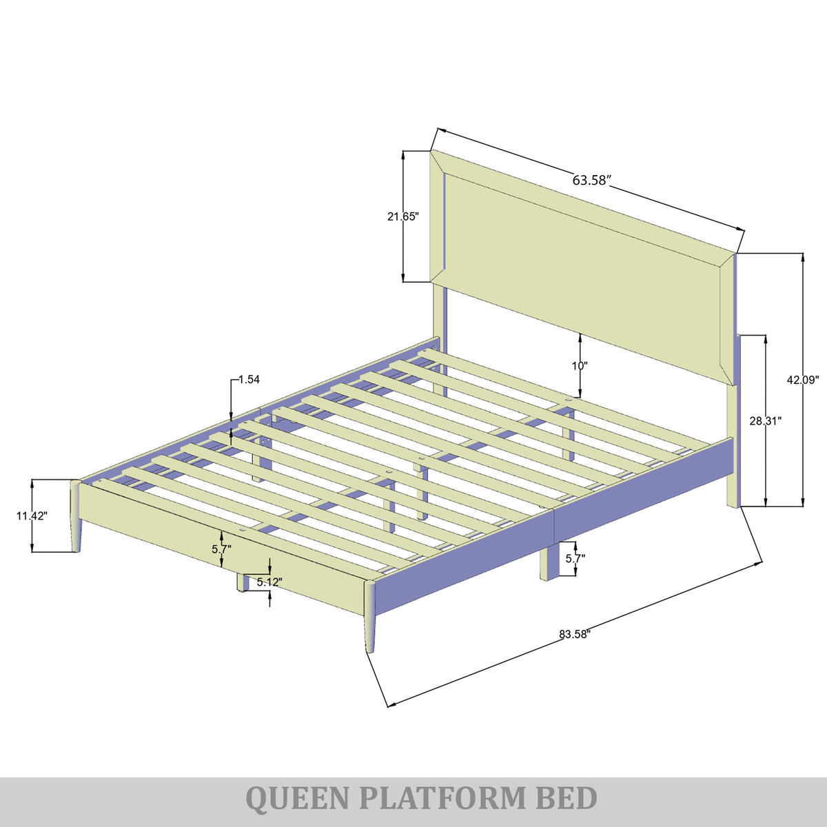 Wood Platform Bed with Cane Headboard