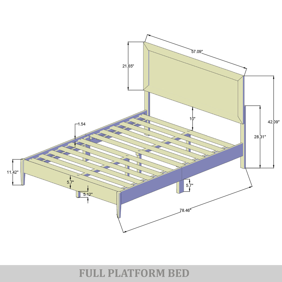 Wood Platform Bed with 2 Nightstands