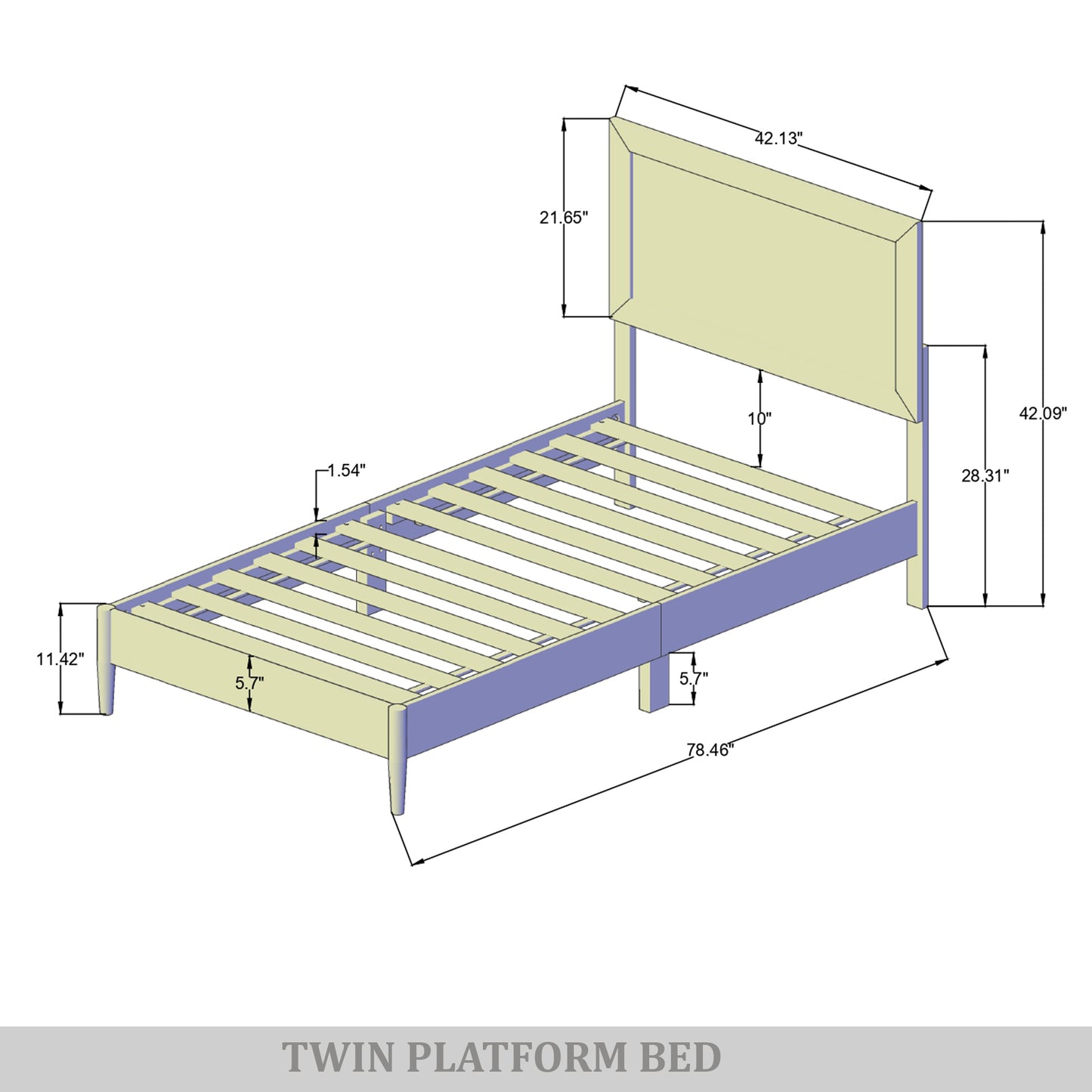 Wood Platform Bed with 2 Nightstands