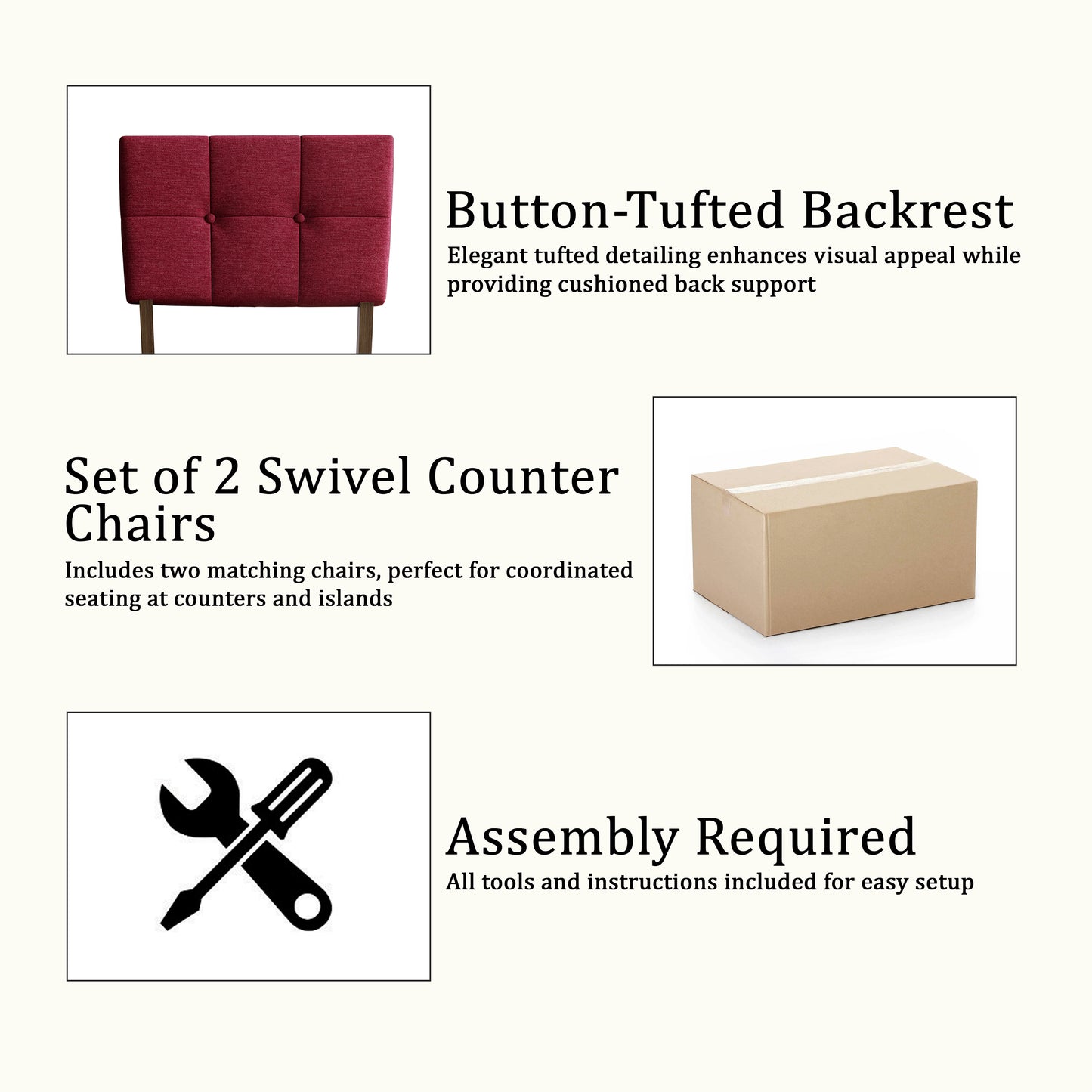 Madison Parsons Counter Chair Set (Set of 2)