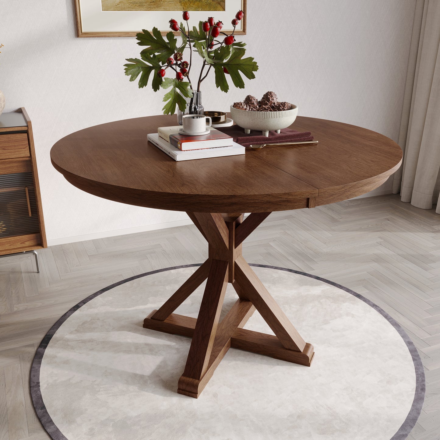 Aurex Collection Round Trestle Dining Table