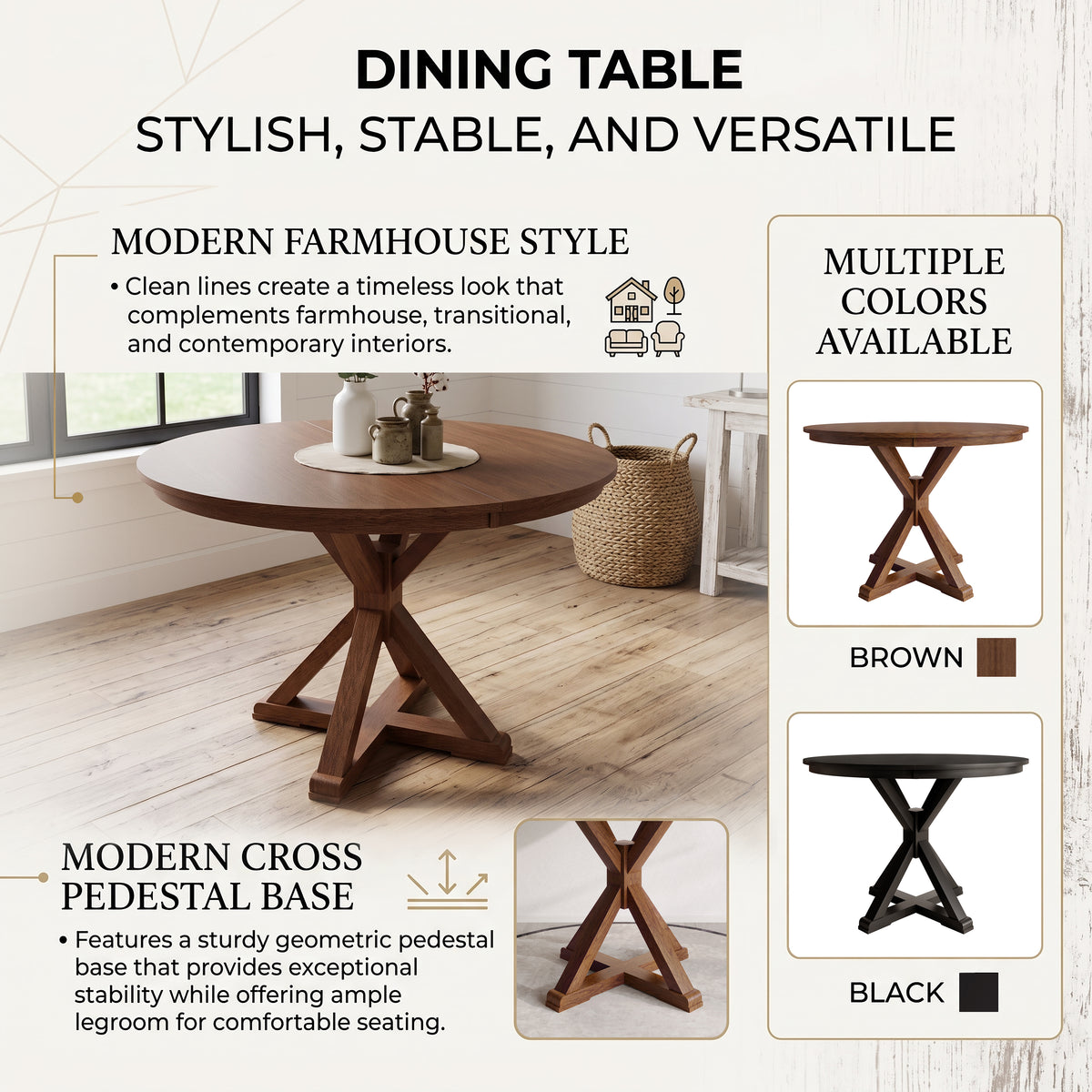 Aurex Collection Round Trestle Dining Table
