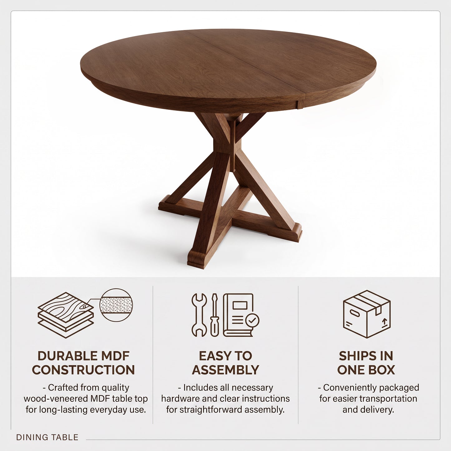 Aurex Collection Round Trestle Dining Table