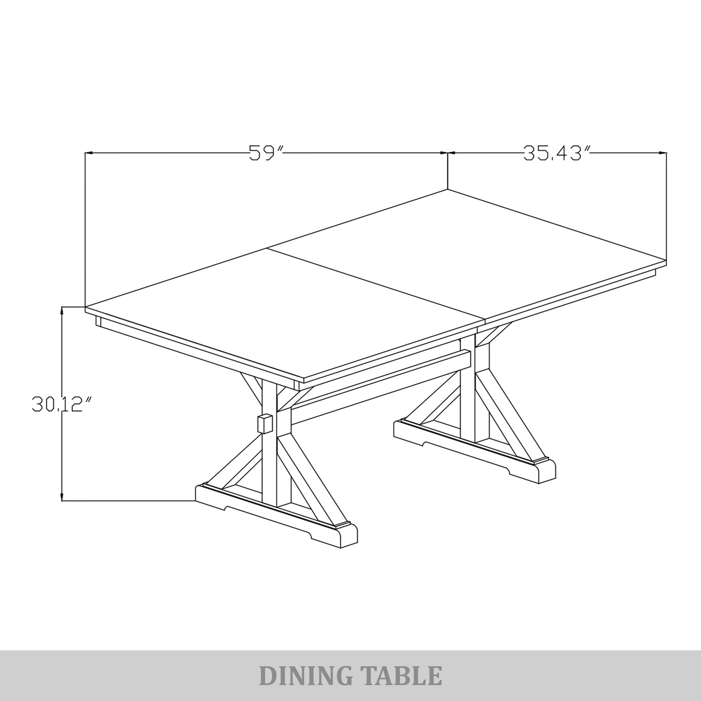 Haven Industrial X-Base Dining Table